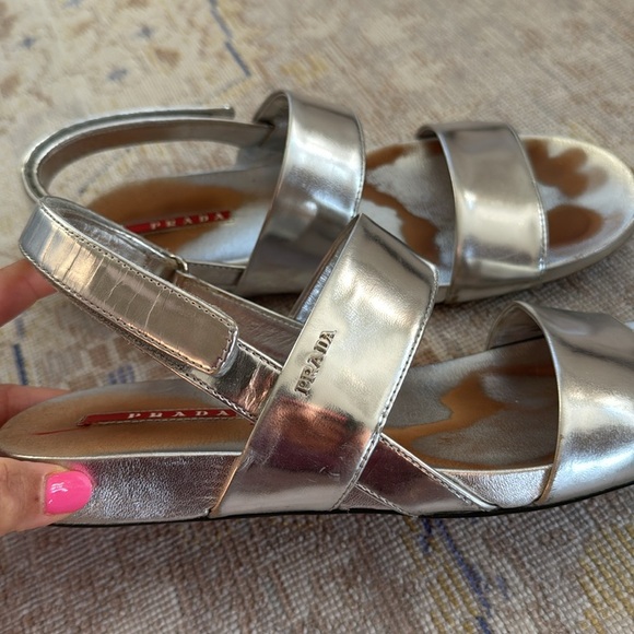 Prada Metallic double-band flat sandal Size 38.5 - Picture 12 of 13